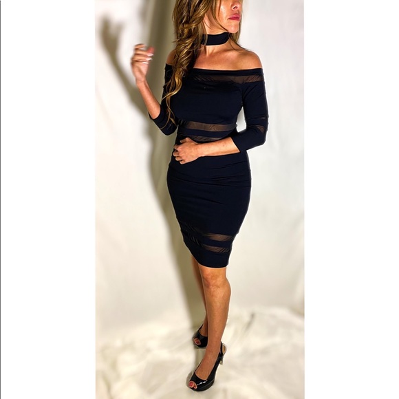 π€ BEBE OFF SHOULDER π€ MESH INSERT - Picture 2 of 7